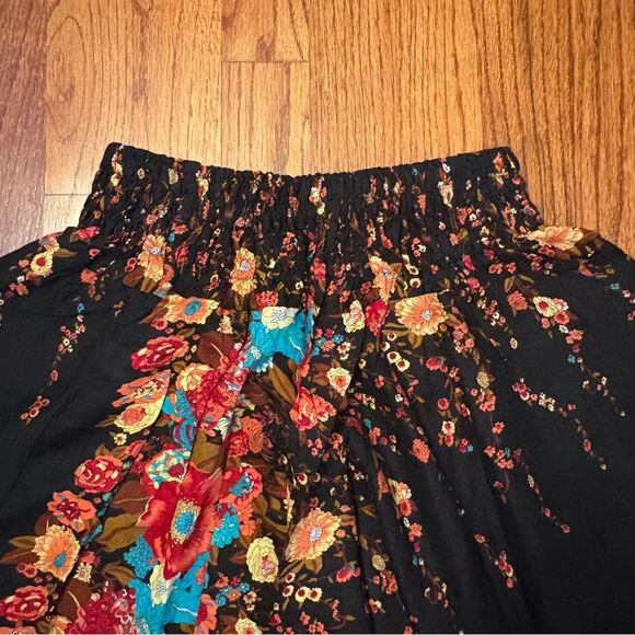 JINOVA Black Floral Harem Pants Boho Wide Leg Size S - Picture 4 of 6
